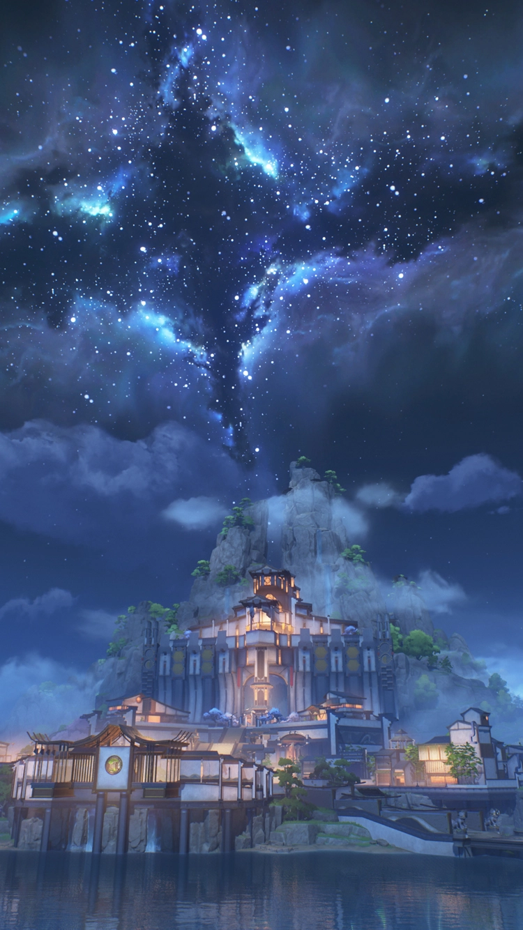 云鸣潮大世界探索概念图：山野遗迹与夜空